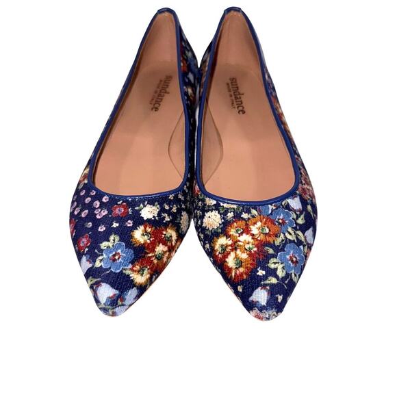 Sundance Marais Pointed Toe Floral Ballet Flats Womens Size 6 EU 36 Italy Shoes - Picture 2 of 9